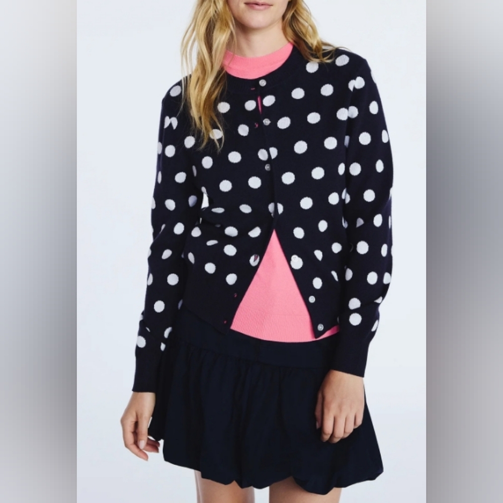Free Assembly Polka Dot Button-Front Cardigan - Black/White Size Misses XS